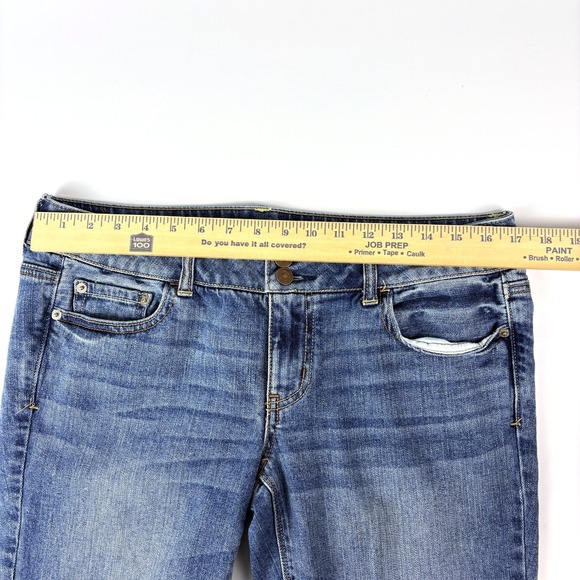 American Eagle Artist Jeans Sz 10 Long Blue Wide Leg Flare Low Rise Stretch Sk8 - Picture 5 of 16